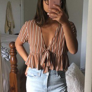 L.A. Hearts Tie Striped Crop Top